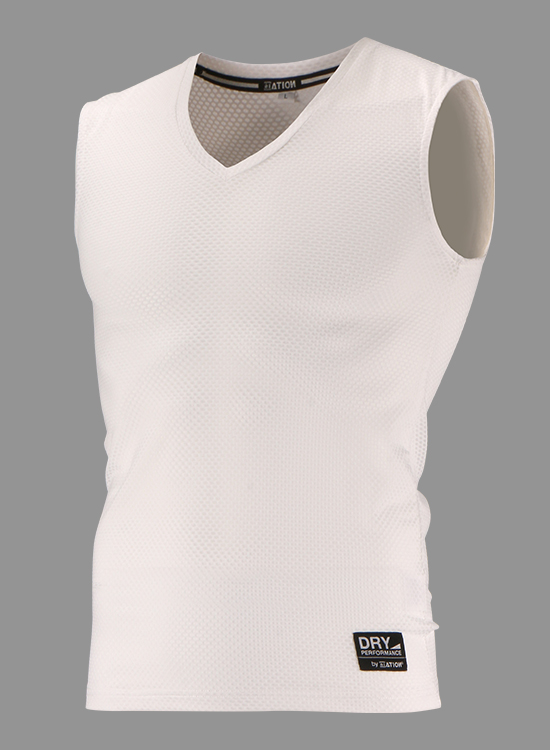 CRATER MESH V NECK NO SLEEVE